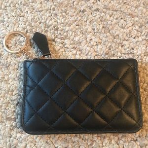 Quilted black keychain wallet